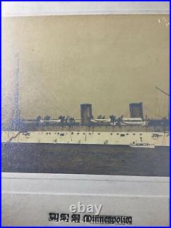 Antique Uss Minneapolis (c-13) United States Battleship Albumen Photo