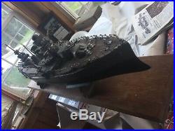 Antique WW2 uss Portland. Cruiser. Wooden model solid. 36 inch long