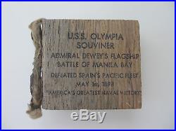 Authentic USS Olympia C-6 Block of Teak Deck Wood and Rope Spanish American War