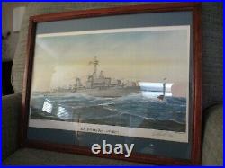 Awesome Rare U. S. S. Brinkley Bass DD 877 War Battle Ship Print Signed #21 of 200