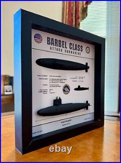 Barbel Class Submarine Memorial Display Shadow Box, 9 x 9, Black