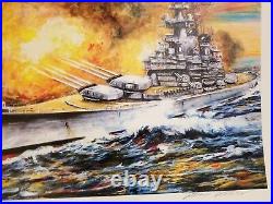 Battleship New Jersey Action Serigraph Print By International Artist Kamil Kubik