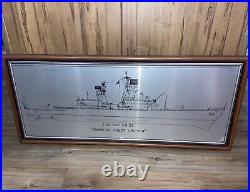 Beautiful USS Fox CG 33 Americans Finest Cruiser Framed 16 1/2 X 39 Rare