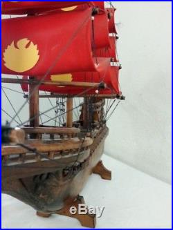 Big Nice 42 Hand Carved Wooden Sail Ship Sailing Heavy Phoenix bird handmade