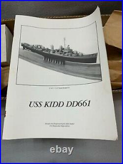 BlueJacket Ship Crafters USS Kidd DD-661 Destroyer Model, Wood Pewter & Brass