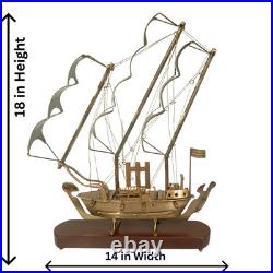 Brass Ship Model 18 Tall Nautical Decor Vintage Sailing Boat Figurine