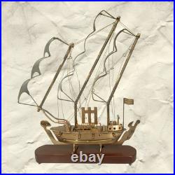 Brass Ship Model 18 Tall Nautical Decor Vintage Sailing Boat Figurine