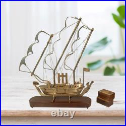 Brass Ship Model 18 Tall Nautical Decor Vintage Sailing Boat Figurine