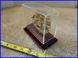 Brass gilded USS Ranger sailboat desk, shelf display. Revolutionary war ship