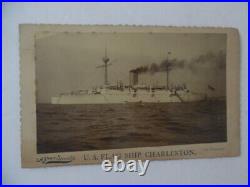 C. 1895 USS CHARLESTON C-2 Boudoir Card Photo Flagship Asiatic Pacific Squadron