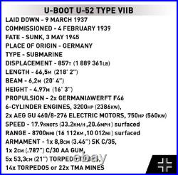 COBI 4852 WWII German Submarine Type VIIB U-Boat U-52 Model Kit