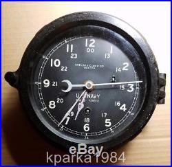Chelsea Clock Co Ww2 Us Navy Deck Clock Fine Working Condition
