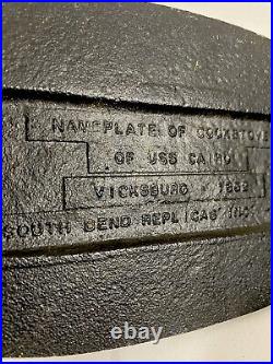 Cookstove Nameplate of USS Cairo Vicksburg 1882 south bend replicas