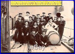 Crews Battleship USS GALVESTON + SMS ILTIS in Shanghai orig. Large photo 1907