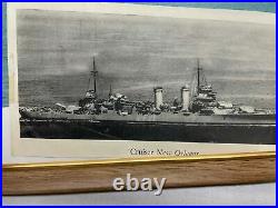 Cruiser New Orleans Navy Ship Three Photos Colored Black and White FRAMED 8x10