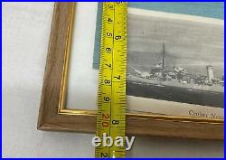 Cruiser New Orleans Navy Ship Three Photos Colored Black and White FRAMED 8x10