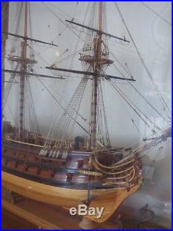 Denmark Navy Man of War Sailing Ship 40 Wood Handcrafted Model & Display Case