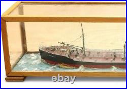 Diorama of M/T FERNCASTLE Norwegian Tanker withLucite Display Case / c. Mid-1900s