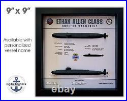 Ethan Allen Class, Submarine Shadow Display Box, 9 x 9, Black