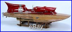 Ferrari Hydroplane Natural Finish 32 Handmade Wooden Racing Model Boat NEW