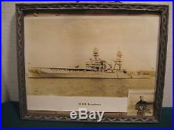 Framed Photo of the USS Pennsylvania with a Photo of a crew member also