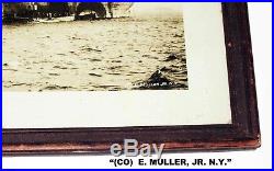 Framed USS LEVIATHAN Steam Ship in CAMOUFLAGE / WW1 by E MULLER Jr-11x14 PHOTO
