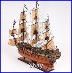 Friesland Medium Handbuilded Ship Model With Metal Lanterns & Linen Sails