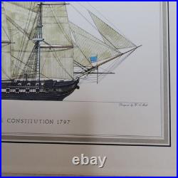 H. A. Muth Vintage Old Ironside USS Constitution 1797 Rare Lithograph Print