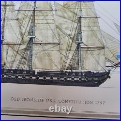 H. A. Muth Vintage Old Ironside USS Constitution 1797 Rare Lithograph Print