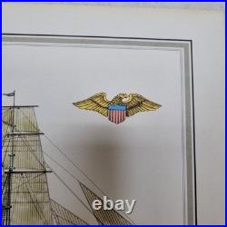 H. A. Muth Vintage Old Ironside USS Constitution 1797 Rare Lithograph Print