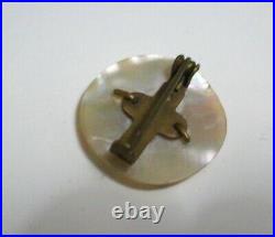 H. M. S Danae Mother Of Pearl & Enameled Ships Wheel Pin British Navy 1 Diameter