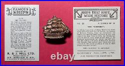 H. M. S. Victory Horatio Nelson 1905 Pin Blended Ship's Copper & 2 Tobacco Cards