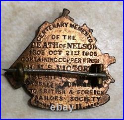 H. M. S. Victory Horatio Nelson Commem. Pin Made With Original Copper Dated 1905