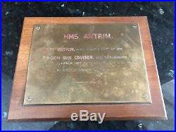 HMS Antrim Gun Cruiser Warship Royal Navy Bronze Plaque Vintage RARE