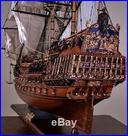 HMS Sovereign of the Seas 1637 Wooden Tall Ship Model 42Lg. Fully Built Warship
