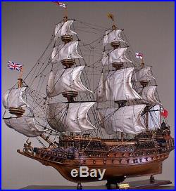 HMS Sovereign of the Seas 1637 Wooden Tall Ship Model 42Lg. Fully Built Warship