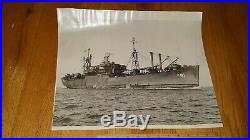 HUGE PHOTO USS Valencia AKA-81 WWII SHIP DATED 1945 MARKED ALLIED PHOTOGRAPHERS