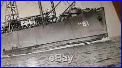 HUGE PHOTO USS Valencia AKA-81 WWII SHIP DATED 1945 MARKED ALLIED PHOTOGRAPHERS