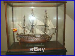 Handcrafted Model Ship San Felipe Limited 38 withDisplay Case & Table PICKUP ONLY