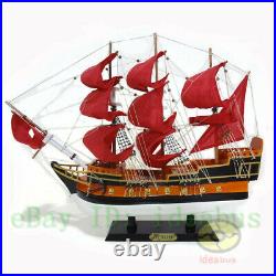 Handmade WOOD MODEL(22.5length)red Sailing Boat Tall Ship Sailer Nautical decor