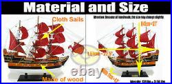 Handmade WOOD MODEL(22.5length)red Sailing Boat Tall Ship Sailer Nautical decor
