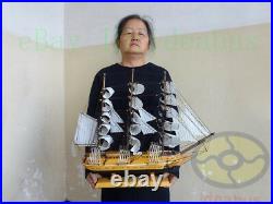 Handmade WOOD MODEL(22.8Length)Sailing Boat Tall Ship Sailer Nautical decor