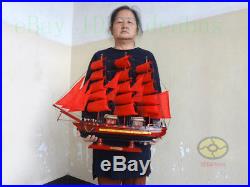 Handmade WOOD MODEL(23.6length)red Sailing Boat Tall Ship Sailer Nautical decor