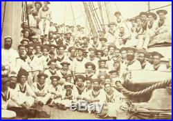 Hms Eclipse Crew On Ship At Port Royal, Jamaica 1866. Large Albumen, Maori Wars