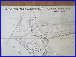 Hungary Ferencvarosi Maritime Port Antique Map 1230 X 660 MM 1931 Very Rare