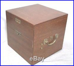 LARGE OLD SHIP CHRONOMETER DOUBLE LIDDED WOOD BOX With COMPLETE BRASS GIMBAL UNIT