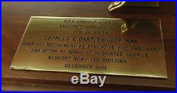 LARGE Vintage 1981 Newport News Shipbuilding Wood Submarine Ship Model Award