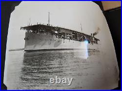 Lot of 4 Vintage 1927 B&W Photograph of USS Langley (CV-1) Pier Dock