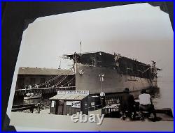 Lot of 4 Vintage 1927 B&W Photograph of USS Langley (CV-1) Pier Dock