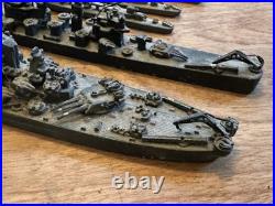 Lot of 5 Scale Lead, Pewter Waterline US Navy Ships Battleships Vintage Military